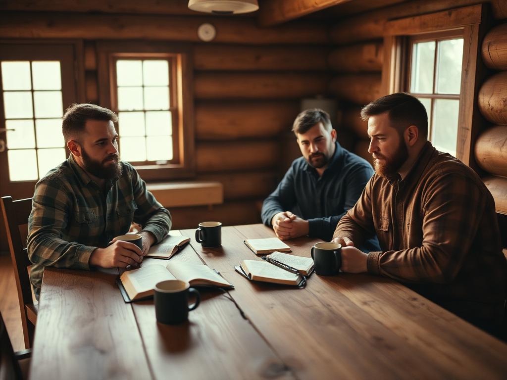 Men gathered in brotherhood around a table